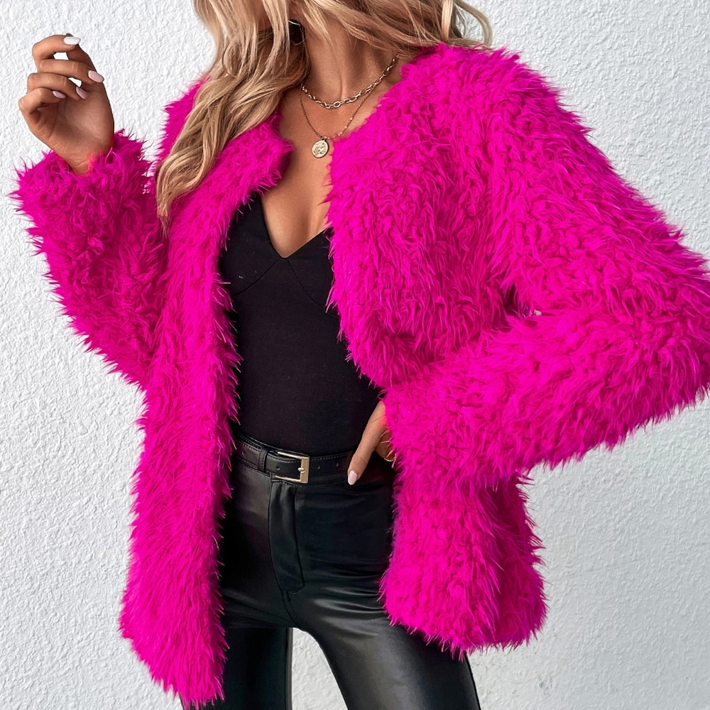Open Front Fuzzy Coat - Picture 2 of 5